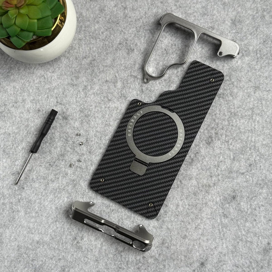 Samsung Galaxy S26 Ultra Metal Bumper Case, Frameless Carbon Magnetic Invisible Stand Cover - Silver