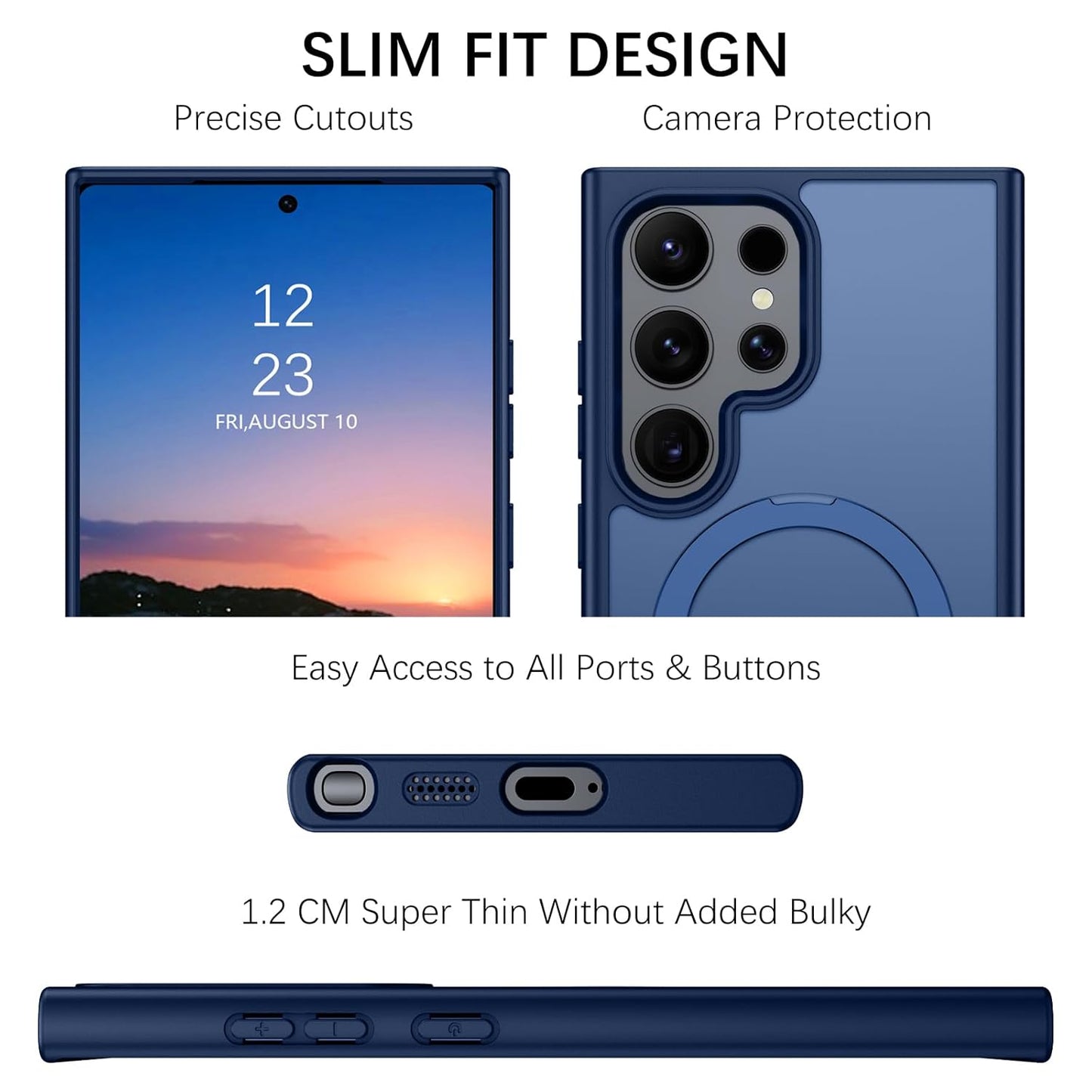 Samsung Galaxy S26 Ultra Magnetic Ring with Magsafe Scratchproof Translucent Matte Kickstand Case - Blue