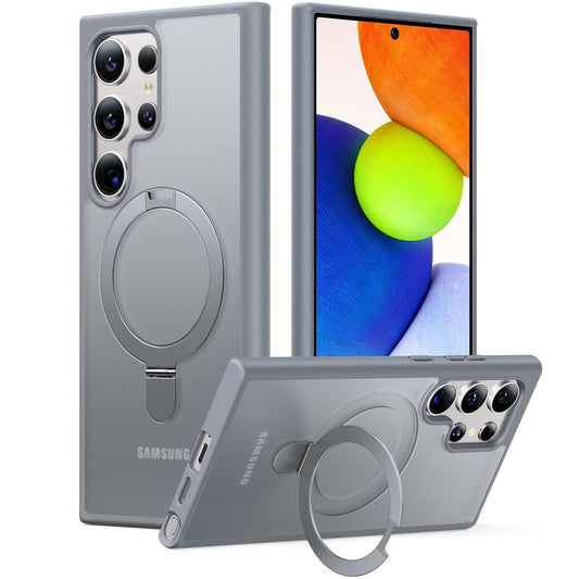 Samsung Galaxy S26 Ultra Magnetic Ring with Magsafe Scratchproof Translucent Matte Kickstand Case - Grey