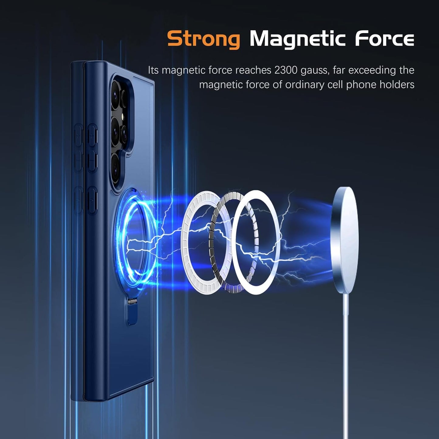 Samsung Galaxy S26 Ultra Magnetic Ring with Magsafe Scratchproof Translucent Matte Kickstand Case - Blue