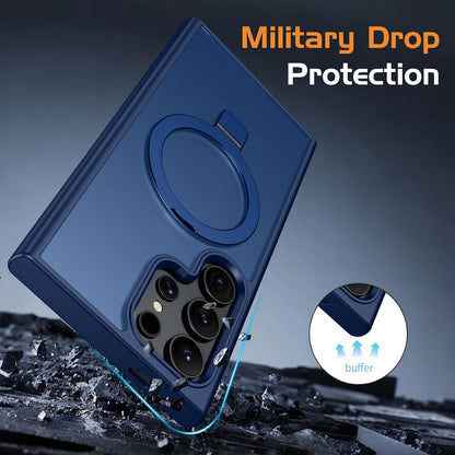 Samsung Galaxy S26 Ultra Magnetic Ring with Magsafe Scratchproof Translucent Matte Kickstand Case - Blue