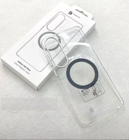 Samsung Galaxy S26 Ultra Anti-Yellowing Crystal Clear Magsafe Case with Metalic Button & Camera Ring