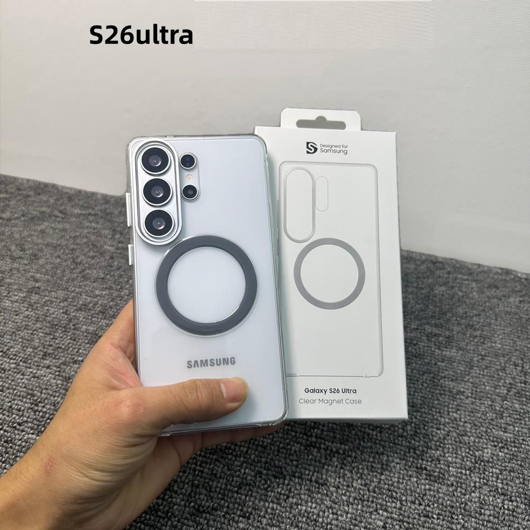 Samsung Galaxy S26 Ultra Anti-Yellowing Crystal Clear Magsafe Case with Metalic Button & Camera Ring