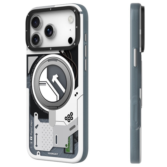 iPhone 17 Pro Max Youngkit Cover, Starship Series 360° Rotation Ring Stand with Magsafe - White