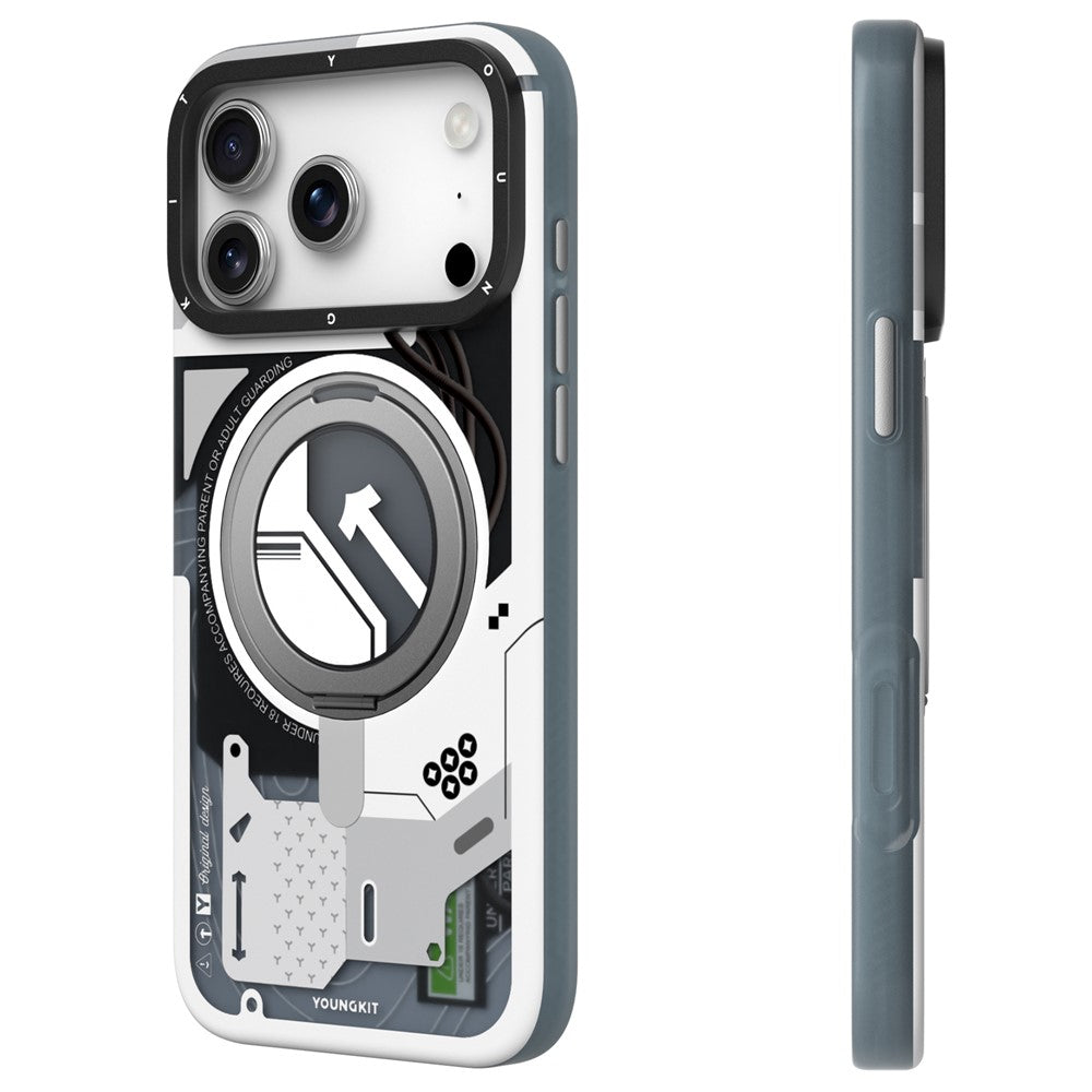 iPhone 17 Pro Max Youngkit Cover, Starship Series 360° Rotation Ring Stand with Magsafe - White