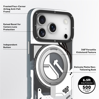 iPhone 17 Pro Max Youngkit Cover, Starship Series 360° Rotation Ring Stand with Magsafe - White
