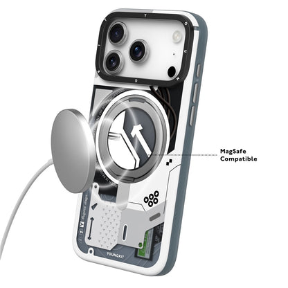 iPhone 17 Pro Max Youngkit Cover, Starship Series 360° Rotation Ring Stand with Magsafe - White