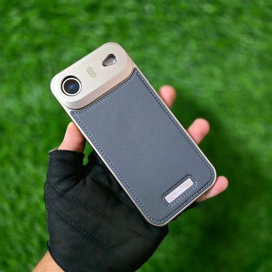 iPhone 17 Air Metal Bumper Case, AeroFLex Aluminum + Leather Case with Aroma Perfume Cover with Magsafe - Grey