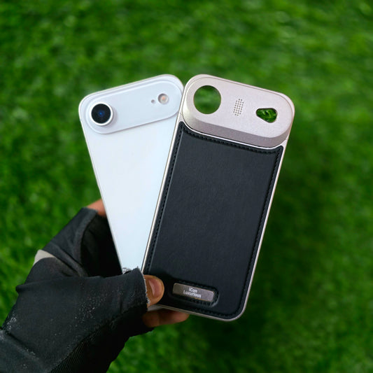 iPhone 17 Air Metal Bumper Case, AeroFLex Aluminum + Leather Case with Aroma Perfume Cover with Magsafe - Black