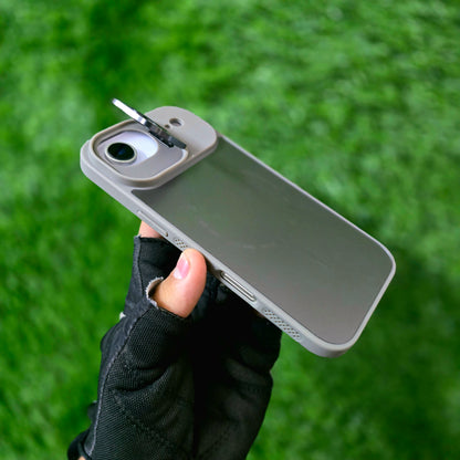 iPhone 17 Air Matte Finish Metal Camera Kickstand Back Cover with Magsafe - Grey