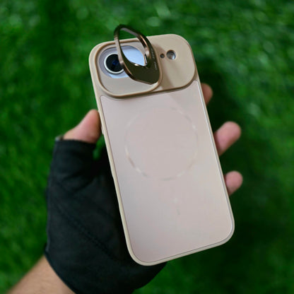 iPhone 17 Air Matte Finish Metal Camera Kickstand Back Cover with Magsafe - Desert Titanium