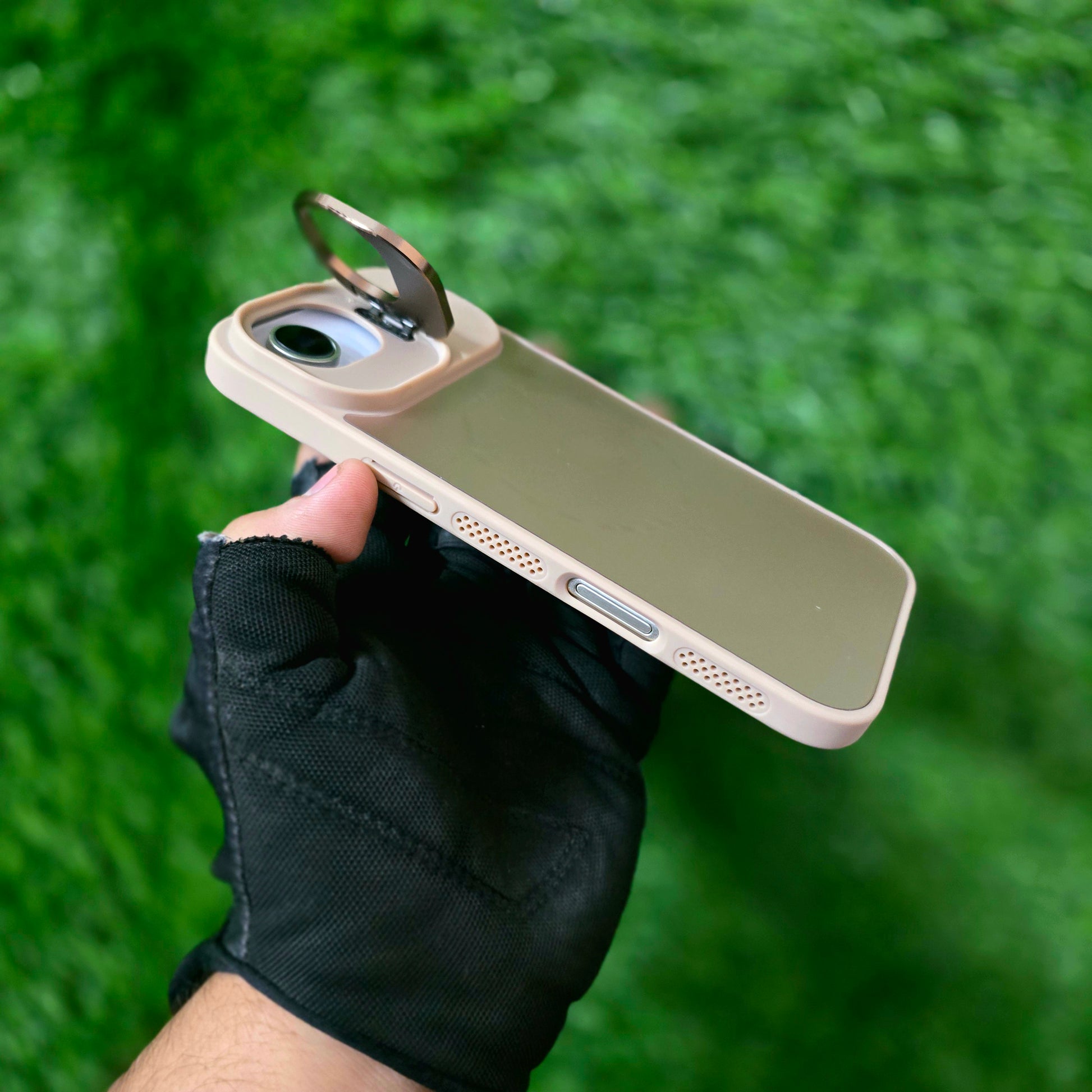 iPhone 17 Air Matte Finish Metal Camera Kickstand Back Cover with Magsafe - Desert Titanium
