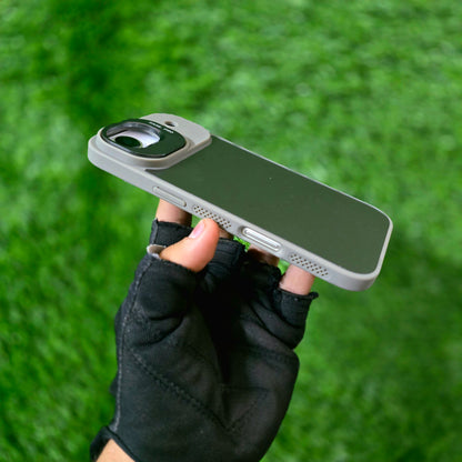 iPhone 17 Air Matte Finish Metal Camera Kickstand Back Cover with Magsafe - grey