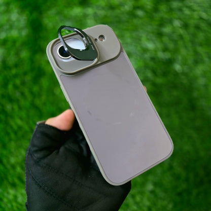 iPhone 17 Air Matte Finish Metal Camera Kickstand Back Cover with Magsafe - grey