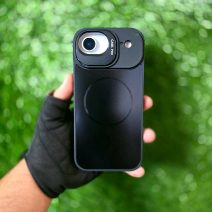 iPhone 17 Air Matte Finish Metal Camera Kickstand Back Cover with Magsafe - Black