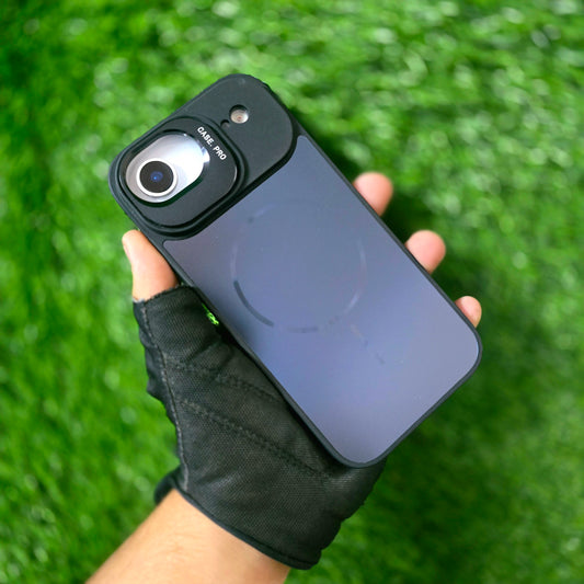 iPhone 17 Air Matte Finish Metal Camera Kickstand Back Cover with Magsafe - Black