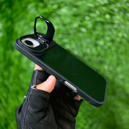 iPhone 17 Air Matte Finish Metal Camera Kickstand Back Cover with Magsafe - Black