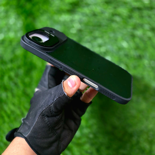 iPhone 17 Air Matte Finish Metal Camera Kickstand Back Cover with Magsafe - Black