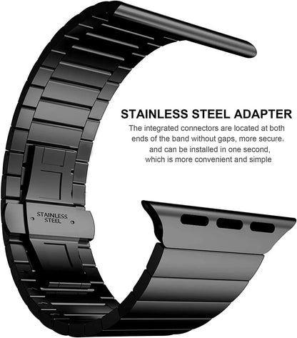 Stainless Steel Metal Band iWatch Strap for (42-44-45-46-49 MM) - Black