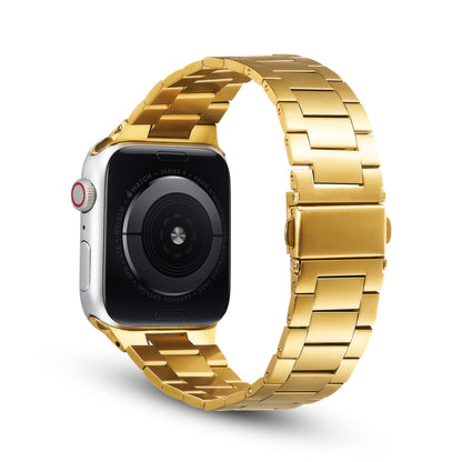 Sports Wrist Strap Stainless Steel Metal Band iWatch Strap for (42-44-45-46-49 MM) - Gold