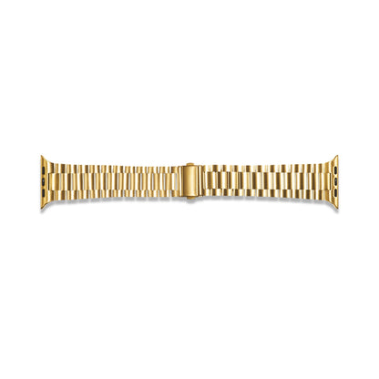 Sports Wrist Strap Stainless Steel Metal Band iWatch Strap for (42-44-45-46-49 MM) - Gold