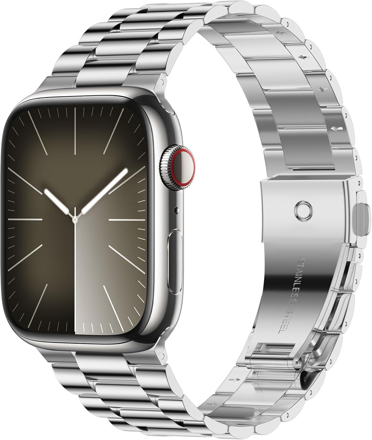 Sports Wrist Strap Stainless Steel Metal Band iWatch Strap for (42-44-45-46-49 MM) - Silver