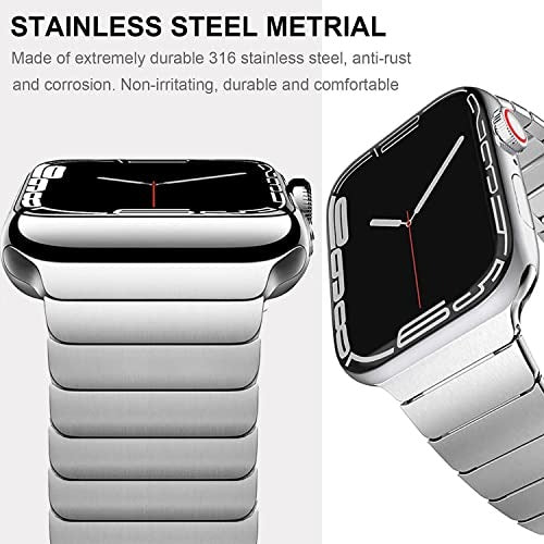 Stainless Steel Metal Band iWatch Strap for (42-44-45-46-49 MM) - Silver