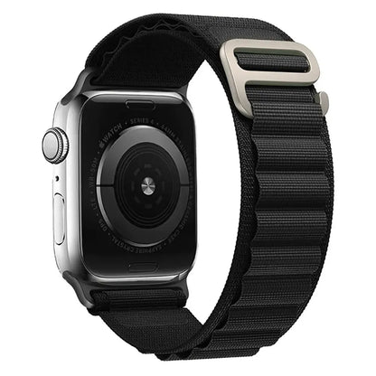 Alpine Nylon Loop iWatch Strap for iWatch Band for (42-44-45-46-49 MM) - Black