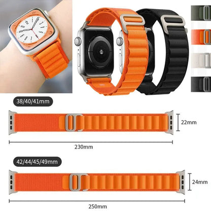 Alpine Nylon Loop iWatch Strap for iWatch Band for (42-44-45-46-49 MM) - Orange