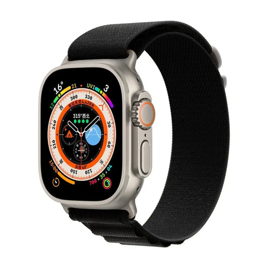 Alpine Nylon Loop iWatch Strap for iWatch Band for (42-44-45-46-49 MM) - Black
