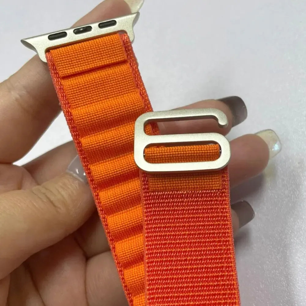Alpine Nylon Loop iWatch Strap for iWatch Band for (42-44-45-46-49 MM) - Orange
