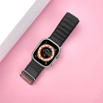 Alpine Nylon Loop iWatch Strap for iWatch Band for (42-44-45-46-49 MM) - Black