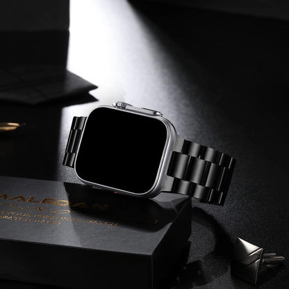 Sports Wrist Strap Stainless Steel Metal Band iWatch Strap for (42-44-45-46-49 MM) - Black