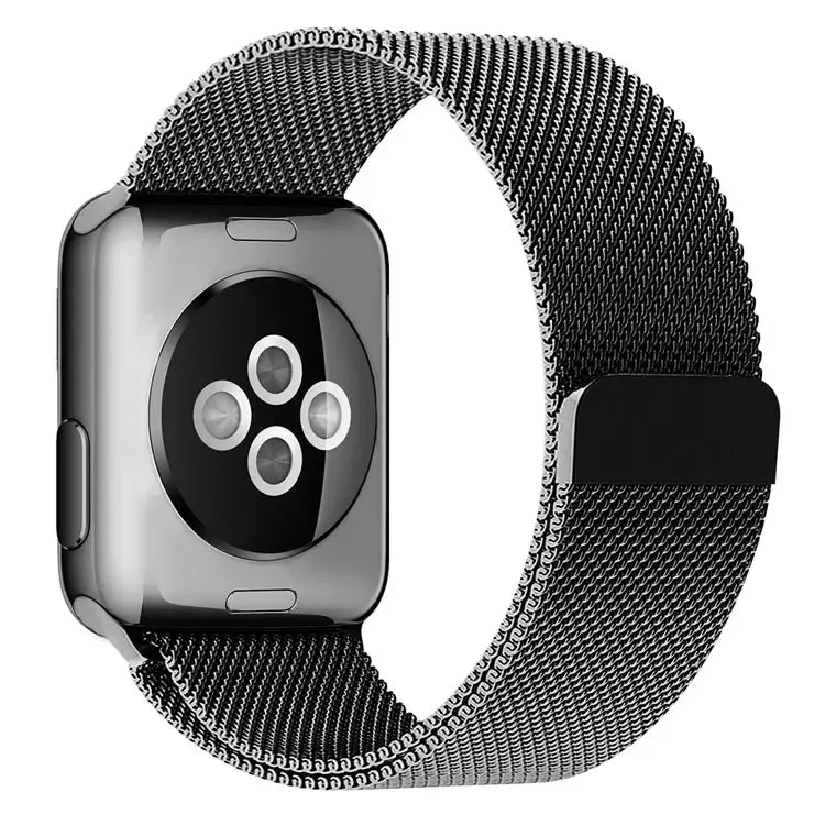 Stainless Steel Magnetic Absorption Strap Metal Mesh Quick Release Wristband for (38-40-41 MM) - Black