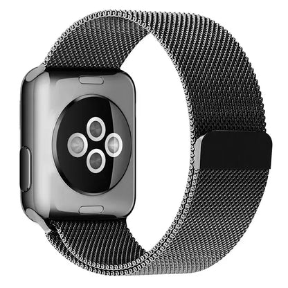 Stainless Steel Magnetic Absorption Strap Metal Mesh Quick Release Wristband for (38-40-41 MM) - Black