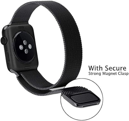 Stainless Steel Magnetic Absorption Strap Metal Mesh Quick Release Wristband for (38-40-41 MM) - Black