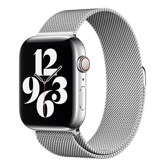 Stainless Steel Magnetic Absorption Strap Metal Mesh Quick Release Wristband for (42-44-45-46-49 MM) - Silver