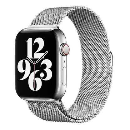 Stainless Steel Magnetic Absorption Strap Metal Mesh Quick Release Wristband for (42-44-45-46-49 MM) - Silver
