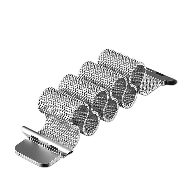 Stainless Steel Magnetic Absorption Strap Metal Mesh Quick Release Wristband for (42-44-45-46-49 MM) - Silver