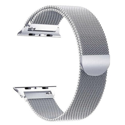 Stainless Steel Magnetic Absorption Strap Metal Mesh Quick Release Wristband for (42-44-45-46-49 MM) - Silver