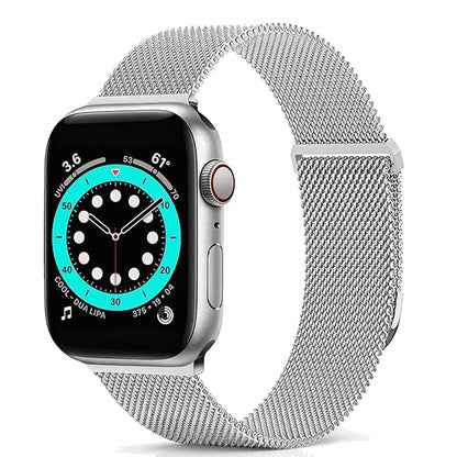 Stainless Steel Magnetic Absorption Strap Metal Mesh Quick Release Wristband for (38-40-41 MM) - Silver