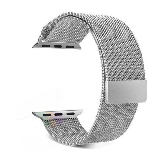 Stainless Steel Magnetic Absorption Strap Metal Mesh Quick Release Wristband for (38-40-41 MM) - Silver
