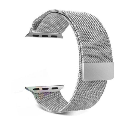 Stainless Steel Magnetic Absorption Strap Metal Mesh Quick Release Wristband for (42-44-45-46-49 MM) - Silver