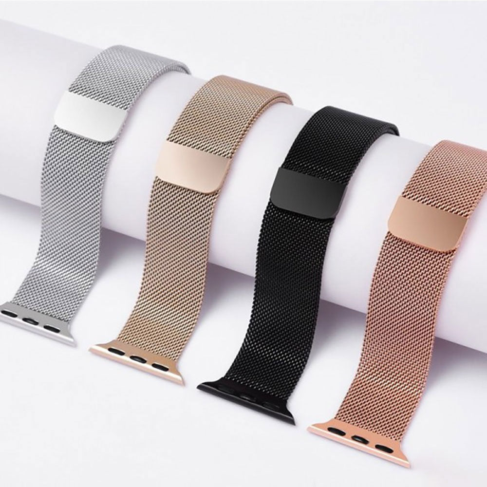 Stainless Steel Magnetic Absorption Strap Metal Mesh Quick Release Wristband for (38-40-41 MM) - Silver