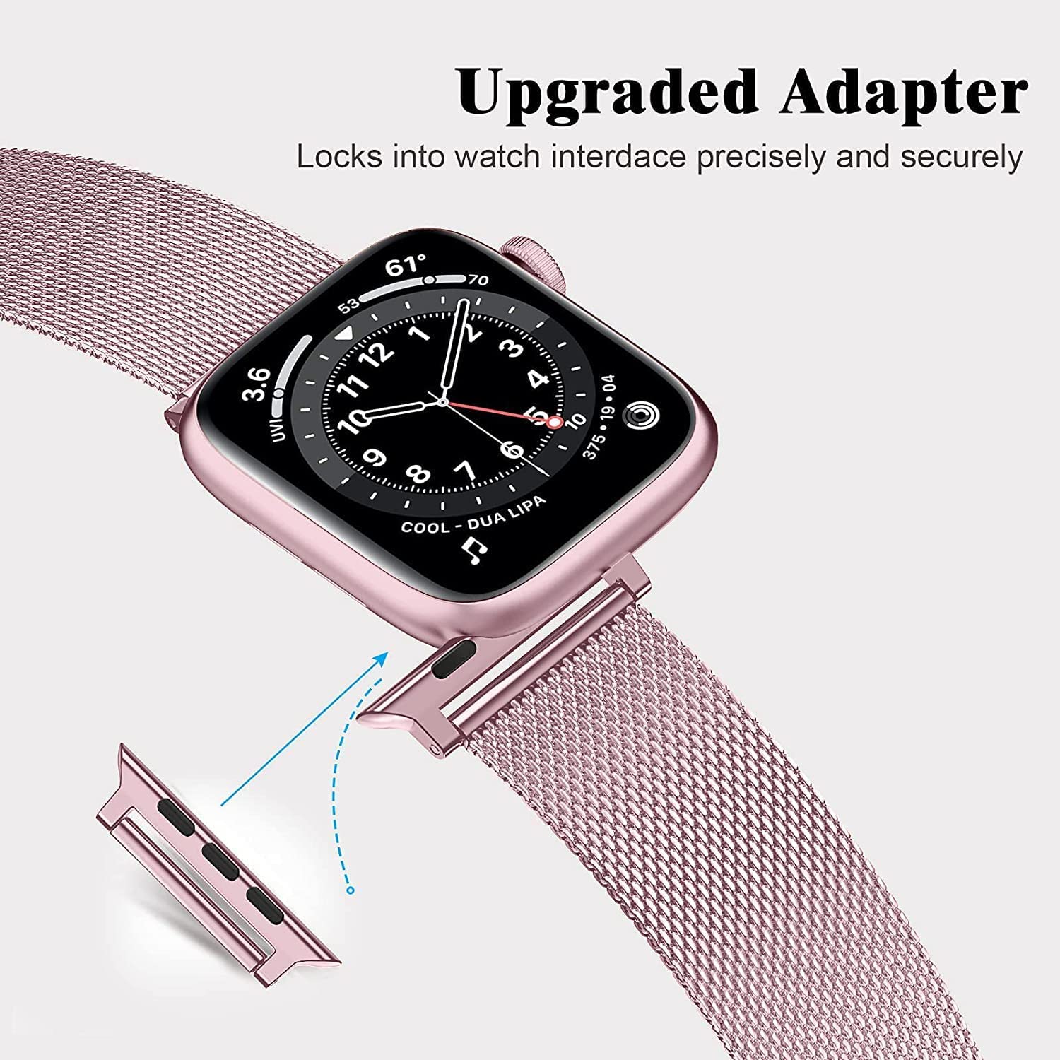 Stainless Steel Magnetic Absorption Strap Metal Mesh Quick Release Wristband for (38-40-41 MM) - Rose Gold