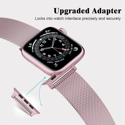Stainless Steel Magnetic Absorption Strap Metal Mesh Quick Release Wristband for (38-40-41 MM) - Rose Gold