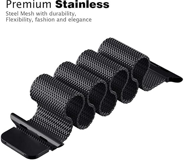 Stainless Steel Magnetic Absorption Strap Metal Mesh Quick Release Wristband for (38-40-41 MM) - Black