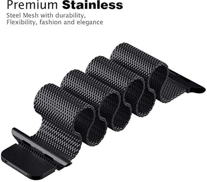 Stainless Steel Magnetic Absorption Strap Metal Mesh Quick Release Wristband for (38-40-41 MM) - Black