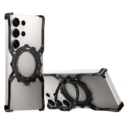 Samsung Galaxy S26 Ultra Metal Case, Frameless, X-Shape Kickstand MagSafe Cover - Black
