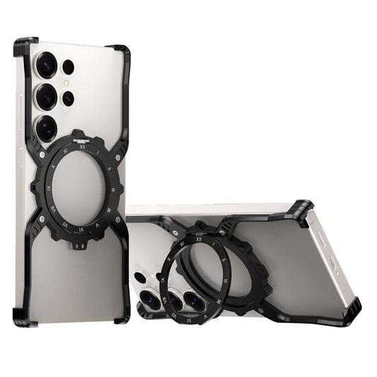 Samsung Galaxy S26 Ultra Metal Case, Frameless, X-Shape Kickstand MagSafe Cover - Black